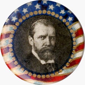 Charles E. Hughes| Flag border portrait button